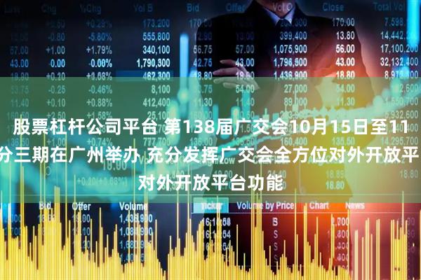 股票杠杆公司平台 第138届广交会10月15日至11月4日分三期在广州举办 充分发挥广交会全方位对外开放平台功能